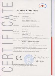 CE сертификат Hygea Air Car Purifier