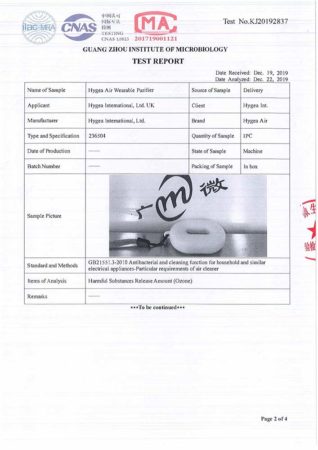 Hygea Air Wearable CE certificate - Page 2